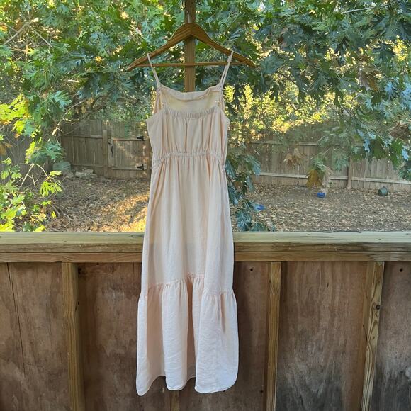 Cloth & Stone Peach Sleeveless Midi Dress 100% Linen Size XS - Picture 2 of 9